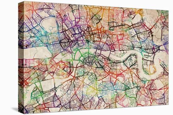 Watercolour Map of London-Tompsett Michael-Stretched Canvas