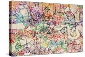 Watercolour Map of London-Tompsett Michael-Stretched Canvas