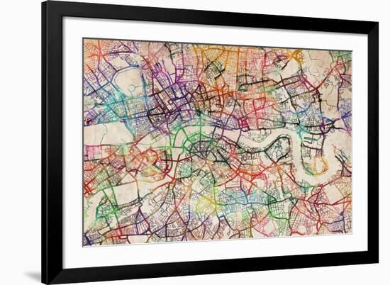 Watercolour Map of London-Tompsett Michael-Framed Art Print