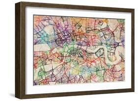 Watercolour Map of London-Tompsett Michael-Framed Art Print