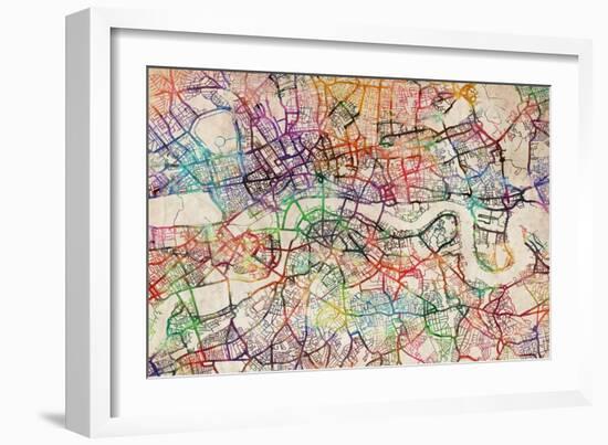 Watercolour Map of London-Tompsett Michael-Framed Art Print