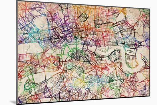 Watercolour Map of London-Tompsett Michael-Mounted Art Print