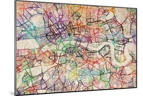 Watercolour Map of London-Tompsett Michael-Mounted Art Print