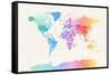 Watercolour Political Map of the World-Michael Tompsett-Framed Stretched Canvas