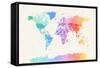 Watercolour Political Map of the World-Michael Tompsett-Framed Stretched Canvas