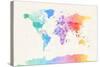 Watercolour Political Map of the World-Michael Tompsett-Stretched Canvas