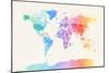 Watercolour Political Map of the World-Michael Tompsett-Mounted Premium Giclee Print