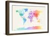 Watercolour Political Map of the World-Michael Tompsett-Framed Art Print