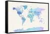 Watercolour Political Map of the World-Michael Tompsett-Framed Stretched Canvas