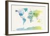 Watercolour Political Map of the World-Michael Tompsett-Framed Art Print