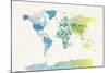 Watercolour Political Map of the World-Michael Tompsett-Mounted Art Print