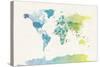 Watercolour Political Map of the World-Michael Tompsett-Stretched Canvas