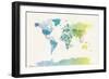 Watercolour Political Map of the World-Michael Tompsett-Framed Art Print