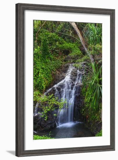 Waterfall Along the Trail to Queens Bath, Lihue, Kauai, Hawaii, USA-Richard Duval-Framed Photographic Print