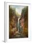 Waterfall (Also known as the La Chute De Conches), 1873 (Oil on Wood)-Gustave Courbet-Framed Giclee Print