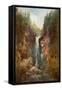 Waterfall (Also known as the La Chute De Conches), 1873 (Oil on Wood)-Gustave Courbet-Framed Stretched Canvas
