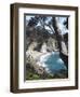 Waterfall and Beach at Julia Pfeiffer Burns State Park, Near Big Sur, California-Donald Nausbaum-Framed Photographic Print