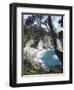 Waterfall and Beach at Julia Pfeiffer Burns State Park, Near Big Sur, California-Donald Nausbaum-Framed Photographic Print