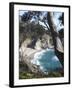 Waterfall and Beach at Julia Pfeiffer Burns State Park, Near Big Sur, California-Donald Nausbaum-Framed Photographic Print