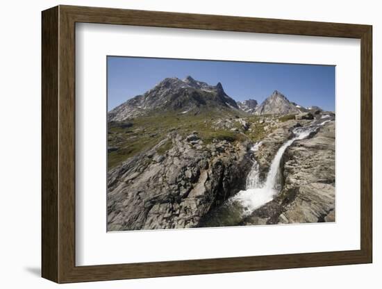 Waterfall and Mountain Landscape on Pamiagdluk Island-null-Framed Photographic Print