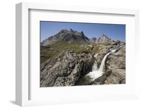 Waterfall and Mountain Landscape on Pamiagdluk Island-null-Framed Photographic Print