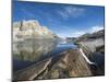 Waterfall and Reflection of Mountains in Laguna De La Plaza, El Cocuy National Park, Colombia-Christian Kober-Mounted Photographic Print