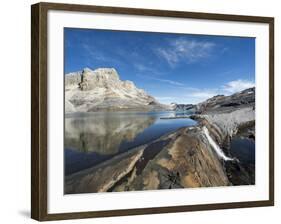 Waterfall and Reflection of Mountains in Laguna De La Plaza, El Cocuy National Park, Colombia-Christian Kober-Framed Photographic Print