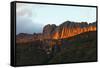 Waterfall at sunrise, Andringitra National Park, Ambalavao, central area, Madagascar, Africa-Christian Kober-Framed Stretched Canvas