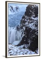 Waterfall Gullfoss In Winter. Arnessysla. Iceland-Oscar Dominguez-Framed Premium Photographic Print