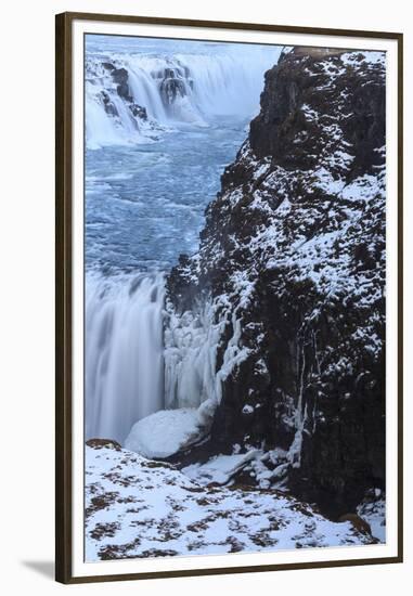 Waterfall Gullfoss In Winter. Arnessysla. Iceland-Oscar Dominguez-Framed Premium Photographic Print