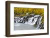Waterfall Hraunfossar with colorful foliage during fall. Northern Iceland-Martin Zwick-Framed Photographic Print