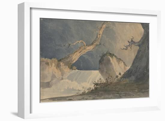 Waterfall in a Desolate Landscape-John Sell Cotman-Framed Giclee Print