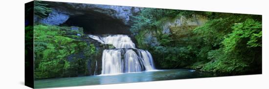 Waterfall in a Forest, Lison River, Jura, France-null-Stretched Canvas