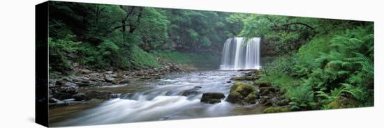 Waterfall in a Forest, Sgwd Yr Eira (Waterfall of Snow), Afon Hepste, Brecon Beacons National Pa...-null-Stretched Canvas