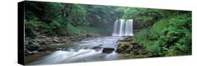 Waterfall in a Forest, Sgwd Yr Eira (Waterfall of Snow), Afon Hepste, Brecon Beacons National Pa...-null-Stretched Canvas