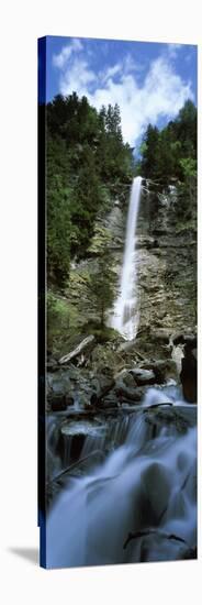 Waterfall in a Forest, Tatschbachfall, Engelberg, Obwalden Canton, Switzerland-null-Stretched Canvas