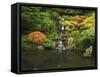 Waterfall in Autumn at the Portland Japanese Garden, Portland, Oregon, USA-Michel Hersen-Framed Stretched Canvas