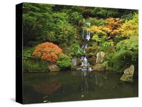 Waterfall in Autumn at the Portland Japanese Garden, Portland, Oregon, USA-Michel Hersen-Stretched Canvas