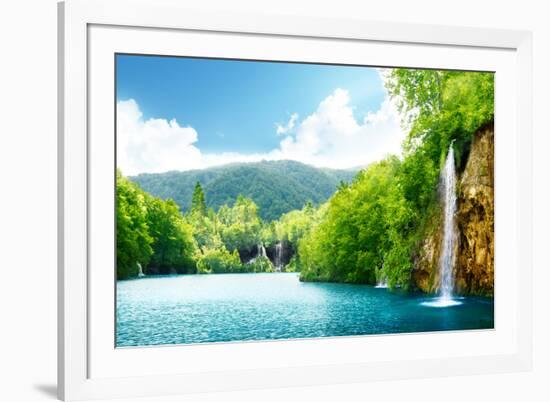 Waterfall in Deep Forest of Croatia-Iakov Kalinin-Framed Photographic Print