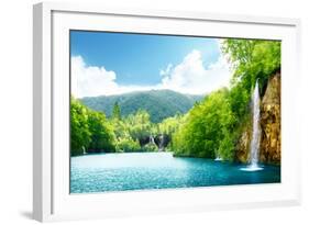 Waterfall in Deep Forest of Croatia-Iakov Kalinin-Framed Photographic Print