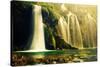 Waterfall in Forest. Crystal Clear Water. Plitvice Lakes, Croatia-Michal Bednarek-Stretched Canvas