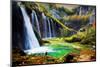 Waterfall in Forest. Crystal Clear Water. Plitvice Lakes, Croatia-Michal Bednarek-Mounted Photographic Print