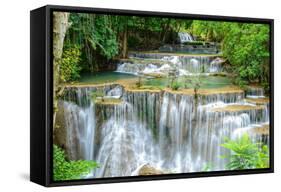 Waterfall in Kanchanaburi Province, Thailand-Pongphan Ruengchai-Framed Stretched Canvas