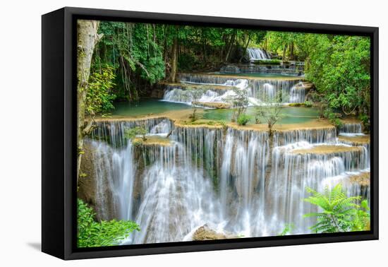 Waterfall in Kanchanaburi Province, Thailand-Pongphan Ruengchai-Framed Stretched Canvas