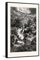 Waterfall in the Pyrenees-Albert Rieger-Framed Stretched Canvas