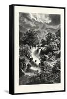 Waterfall in the Pyrenees-Albert Rieger-Framed Stretched Canvas