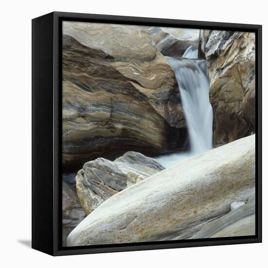 Waterfall in Verzasca Valley-Micha Pawlitzki-Framed Stretched Canvas