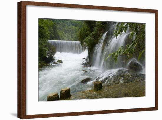 Waterfall in Xiaoqikong Rain Forest, Guizhou Province, China, Asia-Bruno Morandi-Framed Photographic Print