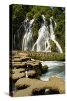 Waterfall in Xiaoqikong Rain Forest, Guizhou Province, China, Asia-Bruno Morandi-Stretched Canvas