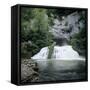 Waterfall of River Lison Emerging from Underground, Source Du Lison, Nans Sous St. Anne, Jura, Fran-Stuart Black-Framed Stretched Canvas